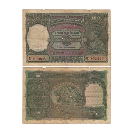 British India, George VI, 100 Rupees, (1938). Delhi, Signed by C.D Deshmukh, black Serial 