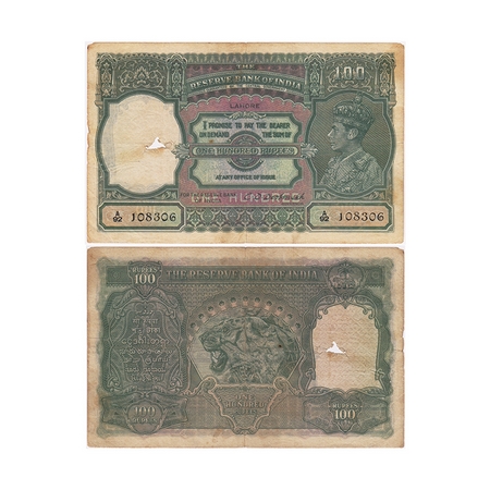 British India, George VI, 100 Rupees, (1938). Lahore, Signed by C.D Deshmukh, black Serial