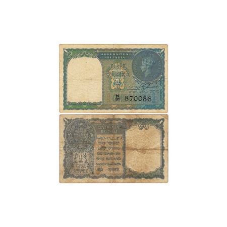 British India, George VI, 1 Rupee, (1940). Signed by C. E. Jones, Black Serial No N 31 870