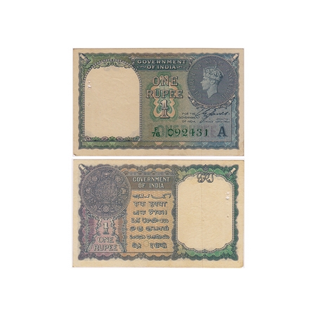 British India, George VI, 1 Rupee, (1944). Signed by C.E Jones, Green Serial No F 76 09243