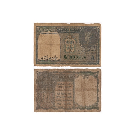 British India, Pakistan Overprint, George VI, 1 Rupee, (1948). Signed by C. E. Jones, Gree