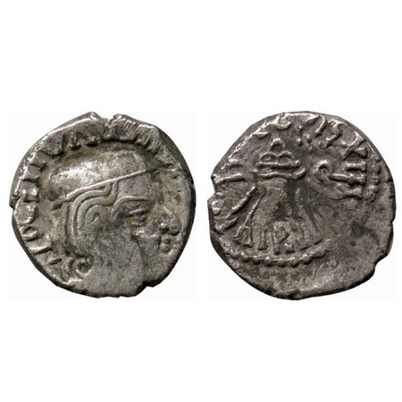 Western Kshatrapas, Bhartrudaman s/o Rudrasena II , Silver Drachma, 2.27gm, SE 212, Obv: B