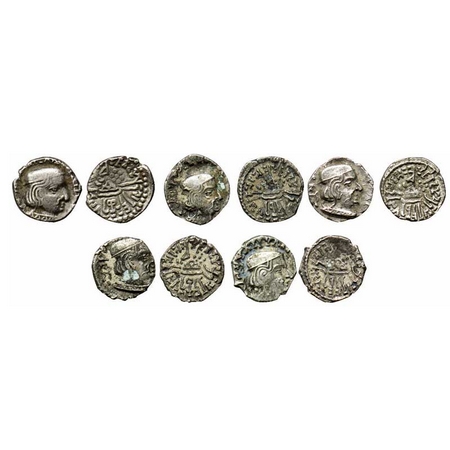 Western Kshatrapas, Rudrasimha II s/o Swami Jivaaman , Silver Drachma (5 Coins), SE 227/22