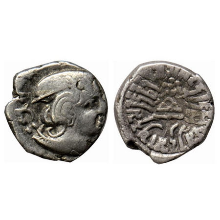 Western Kshatrapas, Yasodaman II s/o Rudrasimha II , Silver Drachma, 2.29gm, SE 240, Obv: 