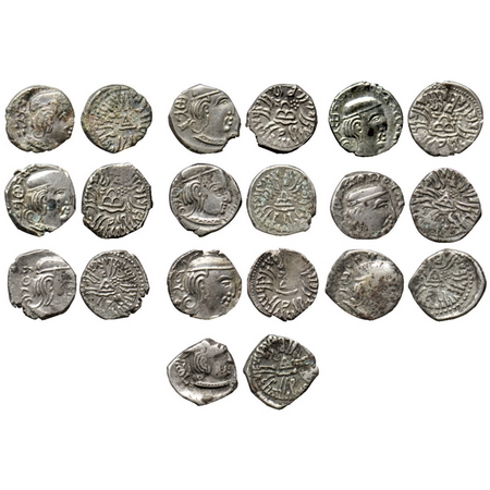 Western Kshatrapas, Svami Rudrasena III s/o Svami Rudradaman II, Silver Drachma (10 Coins)