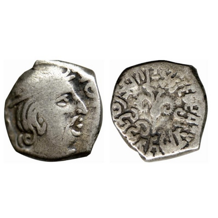 Guptas, Kumaragupta I, Silver drachma, 1.84 gm, Obv: Head of king right with single cresce