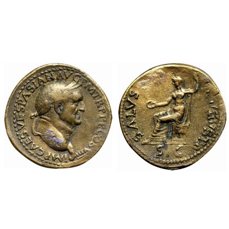 Roman Empire (Foreign), Vespasian, Bronze, 22.00gm. Obv: IMP CAESAR VESPASIANVS AVG, laure