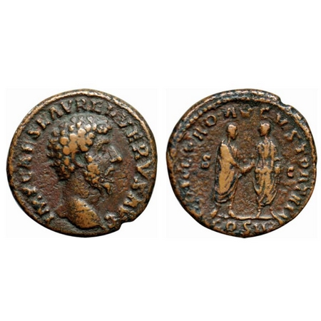 Roman Empire (Foreign), Marches Aurelius, last issue. Obv: IMP CAES MARCUS AVG GERM, laure
