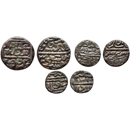Gujarat Sultanate, Billon Tanka, 1/2 & 1/4 (3 coins), Bahadur Shah (AH 932-943 / 1526-1537