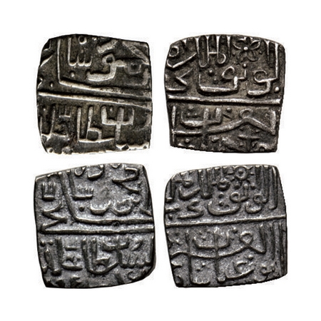 Malwa Sultanate, Silver 1/2 Tanka (2 Coins), 5.33gm, 5.31gm, Ghiyath Shah, abu l fath type