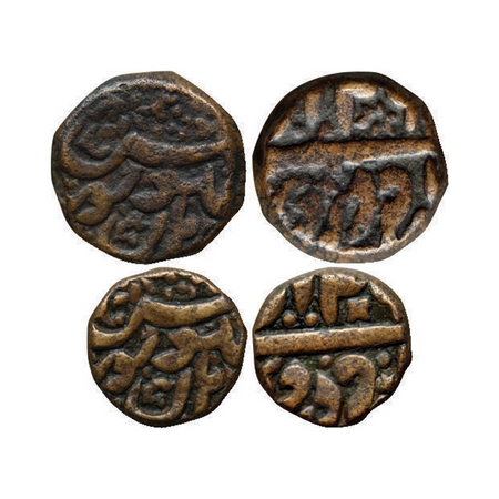 Akbar, Copper Dam, ½ Dam (2 Coins), Burhanpur Mint, Mint name at bottom, 19.79gm, 10.11gm,