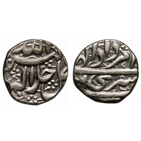 Akbar, Silver Rupee, 11.06gm, Srinagar Mint, Ilahi type, Month Amardad. KM 93.15. About Ex