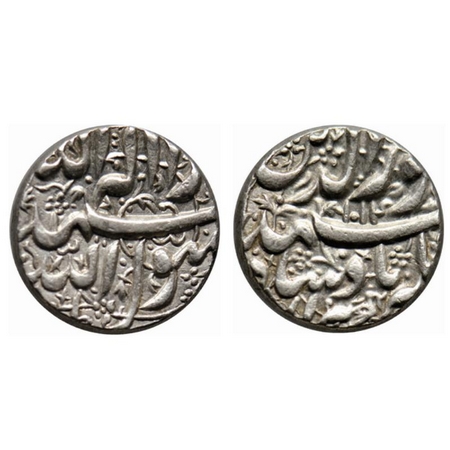 Jahangir, Silver Rupee, 11.43gm, Berar Mint, AH 1014, Bird Below, floral design on both si