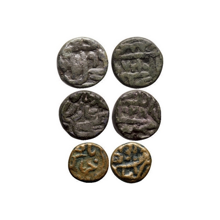 Jahangir, Gujarat Standard Copper Falus (3 Coins), 9.39, 6.60,2.89gm, Delwara Mint, with A