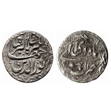 Jahangir, Silver Rupee, 11.13gm, Lahore Mint, Month Di, RY 9, decorative border on both si