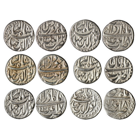 Jahangir, Silver 1/2 Rupee (6 Coins), different Ilahi months, Patna Mint, Month Farwardin 