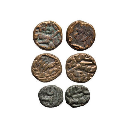 Jahangir, Gujarat Fabric Copper Falus, (3 Coins), Mintless, issue for Gujarat. Obv: Sultan