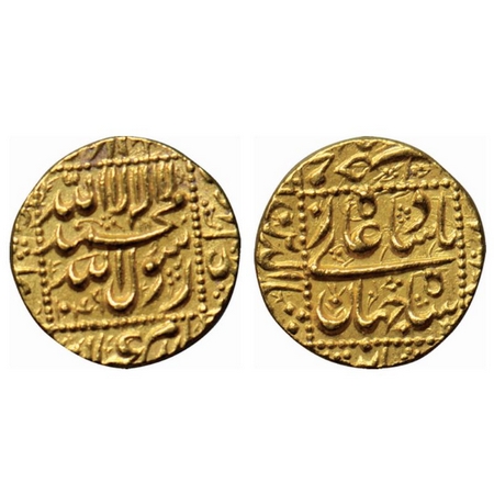 Shah Jahan I, Gold Mohur, 10.97gm, Burhanpur Mint, AH 1049, central inscription within dot