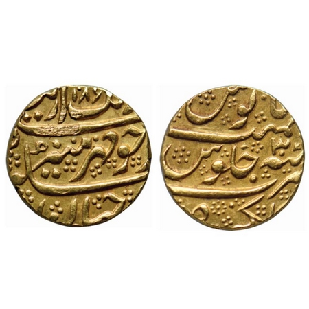 Aurangzeb, Gold Mohur, 11.00gm, Golkonda Mint, AH 1086/ RY 20, crude legend. KM 315.18. Ex