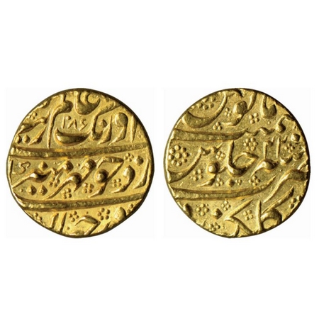 Aurangzeb, Gold Mohur, 10.96gm, Golkonda Mint, AH 1086/ RY 22. KM 315.18. Extremely Fine, 