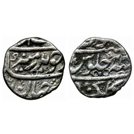 Aurangzeb, Silver ½ Rupee, 5.51gm, Golkonda Mint, RY 23. KM 294.27. Test marks, About Very