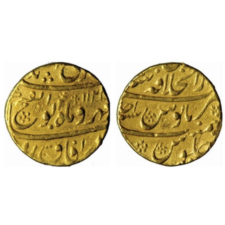 Jahandar Shah, Gold Mohur, 10.86gm, Dar ul Khilafat Shahjahanabad Mint, AH AH 1124/ RY Ahd