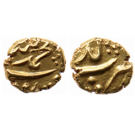 Muhammad Shah, Gold 1/2 Pagoda, 1.64gm, Imtiyazgadh Mint. Unlisted Denomination in KM. Ext