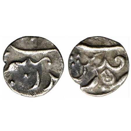 Maratha Confederacy, Silver 1/4 Rupee, 2.77gm, Chikodi, in the name of Aurangzeb, lingam s