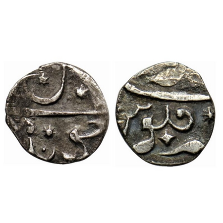 Maratha Confederacy, Silver 1/4 Rupee, 2.61gm, Nipani, in the name of Aurangzeb, star symb