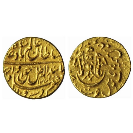Awadh, Gold 1/4 Ashrafi, 3.02gm, Wajid Ali Shah, Lakhnau Mint, AH 1271. KM 374. Extremely 