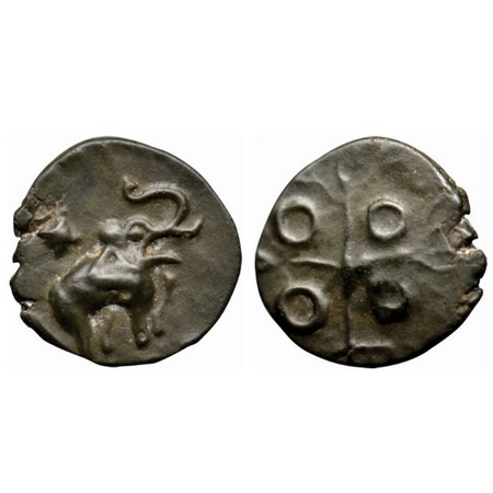 Satavahanas, Sri Satakarni, Nasik Region, Potin, 2.14gm, Obv: Elephant walking to right wi