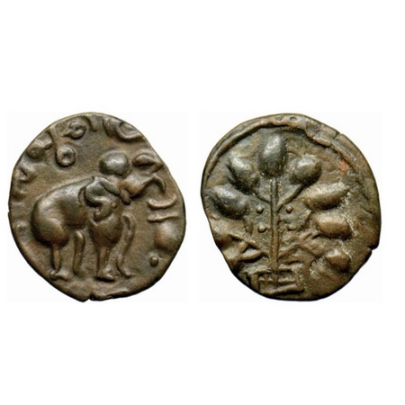 Satavahanas, Kausikiputra Sri Satakarni, Nasik Region, Potin Unit, 1.40gm, Obv: Elephant w