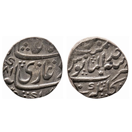 Hyderabad Feudatories Kankruti, Silver Rupee, 11.37gm, Kankruti Mint, Shah Alam II, Frozen
