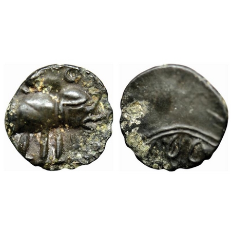 Satavahanas, Kausikiputra Sri Satakarni, Nasik Region, Potin Unit, 2.62gm, Obv: Elephant w