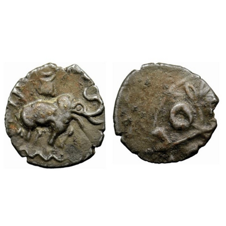 Satavahanas, Kausikiputra Sri Satakarni, Nasik Region, Potin Unit, 2.23gm, Obv: Elephant w
