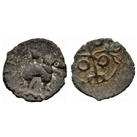Satavahanas, Kausikiputra Sri Satakarni, Nasik Region, Potin Unit, 3gm, Obv: Elephant walk