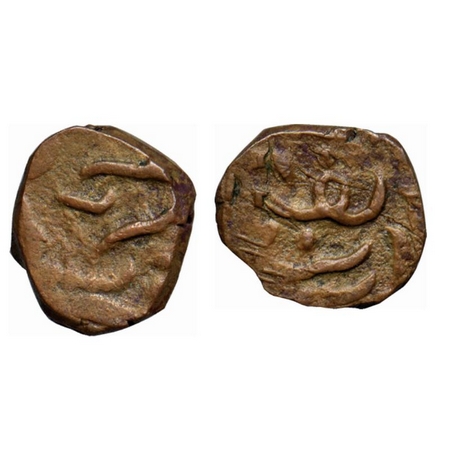 Mewar Feudatory Salumba, Copper 1/2 Paisa, 5.03gm, Crude persian legend on both side. KM C