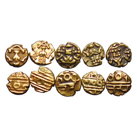 Mysore, Gold Fanam (5 Coins)), Kanthirava Narasaraja Wodeyar (c. 1638-1662 AD), Obv: Narsi