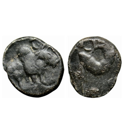 Post-Satavahanas, Ahmadnagar Region, Lead, 1.77gm, Uninscribed, Obv: Humed bull walking to