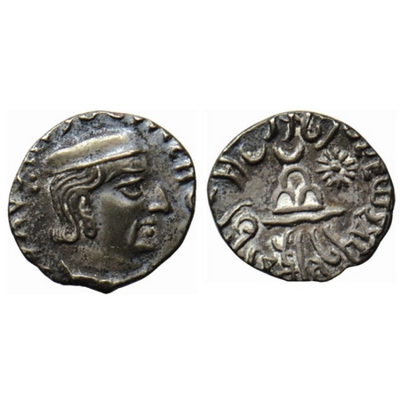 Western Kshatrapas, Rudradaman I s/o Jayadaman (c. 141-165 AD), as Mahakshatrapa, Silver D