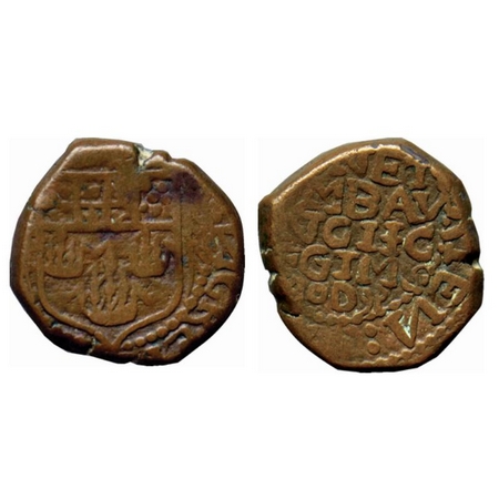 Bombay Presidency, Copper Pice (Copperoon), 12.77gm, 1675,Obv: (G C E ) Coat of Arms, Rev: