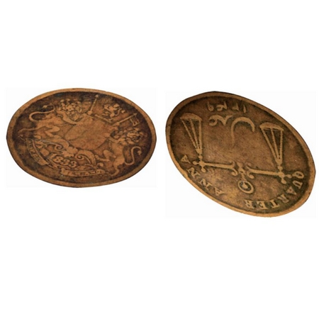 Bombay Presidency, Copper Quarter Anna, 6.35gm, 1833, Unusual elongated flattened coin may