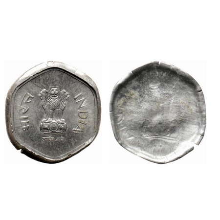 20 Paise, 1982-1997, Aluminium, 2.26gm, Error, Obverse enlarged Brokage/Lakhi, with diecap