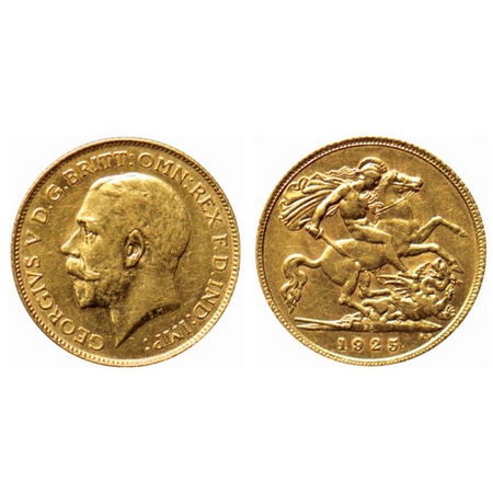 South Africa (British), Gold (0.917 gold) ½ Sovereign, 3.98gm, 1925 SA (Pretoria), Obv: Ge
