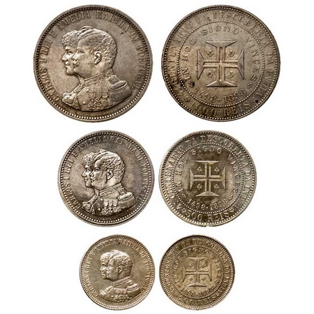 Portugal, Silver set of 3 coins (0.917 silver), 1898, 400th Anniversary Discovery of India