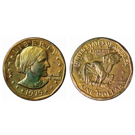U.S.A., Copper-Nickel Clad Copper Gold plated Susan B. Anthony Dollar, 8.10gm, 1979 P, Obv