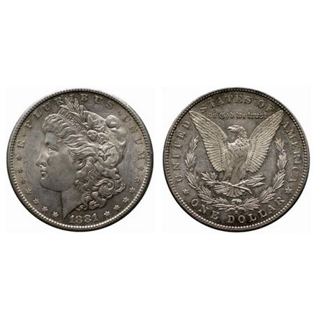 U.S.A., Silver Morgan Dollar (0.900 silver), 26.68gm, 1881 S, Obv: Portrait of Liberty, E.
