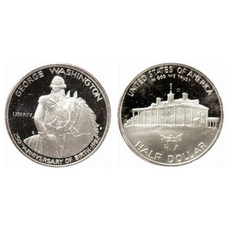 U.S.A., Silver (0.900 silver) ½ Dollar, 12.50gm, 1982 S, George Washington 250th Birth Ann