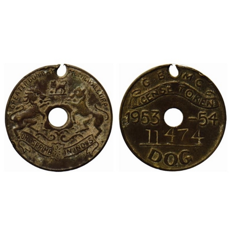 The Greater Bombay Municipal Corporation Dog License Token, Copper, 5.40gm, 1953-1954, Obv