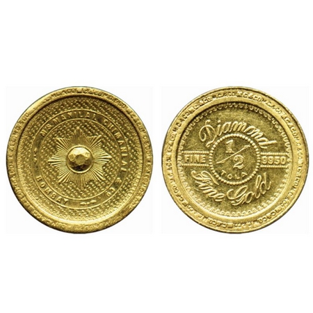 Tola Token, Gold (9950%) ½ Tola, 5.80gm, Obv: M/s Manilal Chimanlal & Co. Bombay around st